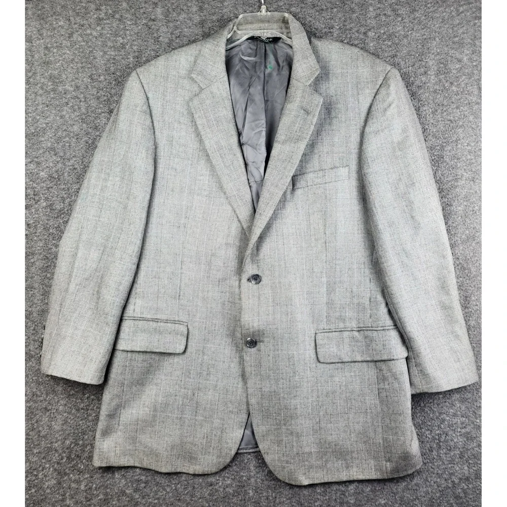 Jos. A. Bank Blazer Mens 43R Grey Silk Camelhair Signature Glen Plaid Sport Coat
